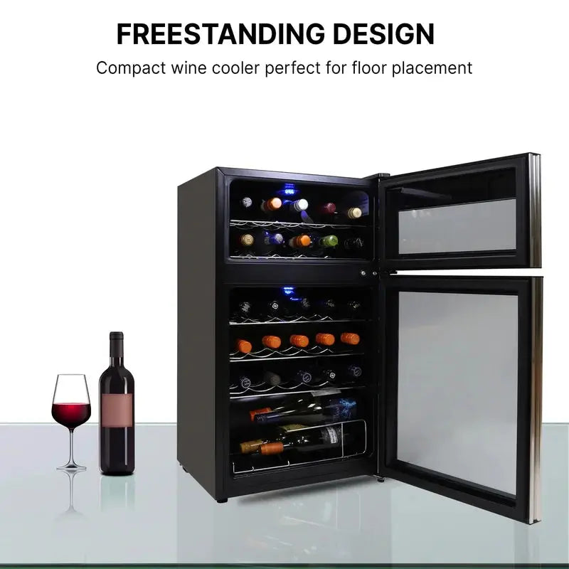 Koolatron 29 Bottle Dual Zone Wine Refrigerator Freestanding Wine Fridge | Fridge.com