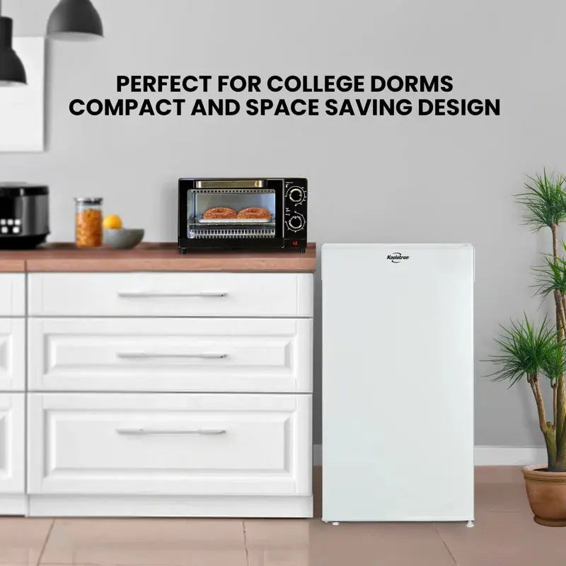 Koolatron 3.1 Cu Ft Compact Fridge + Total Chef 4 Slice Toaster Oven Combo | Fridge.com