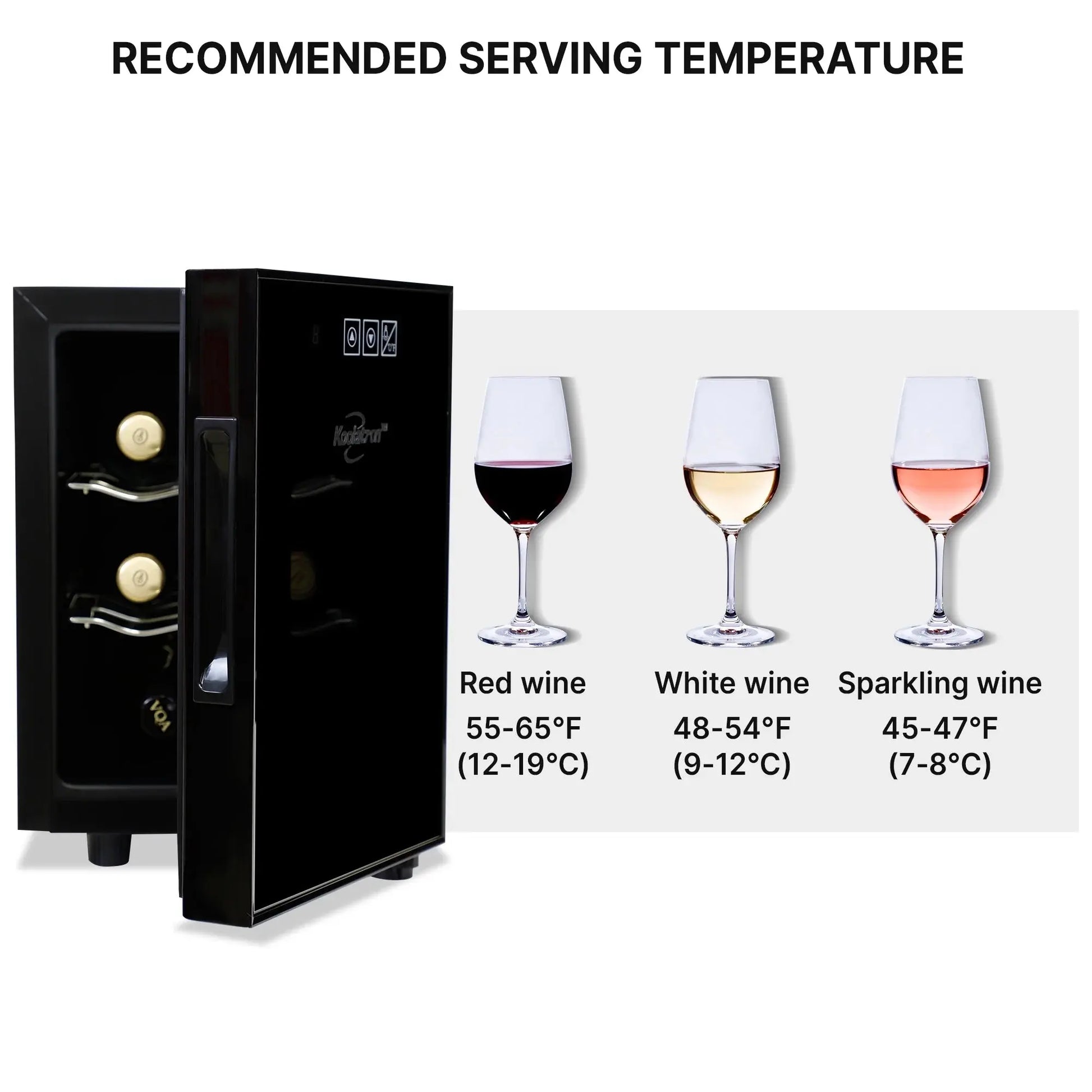 Koolatron 6-Bottle Wine Cooler 0.65 Cu. Ft. Standard Door Mini Fridge with Wine Rack and Temp. Control | Fridge.com