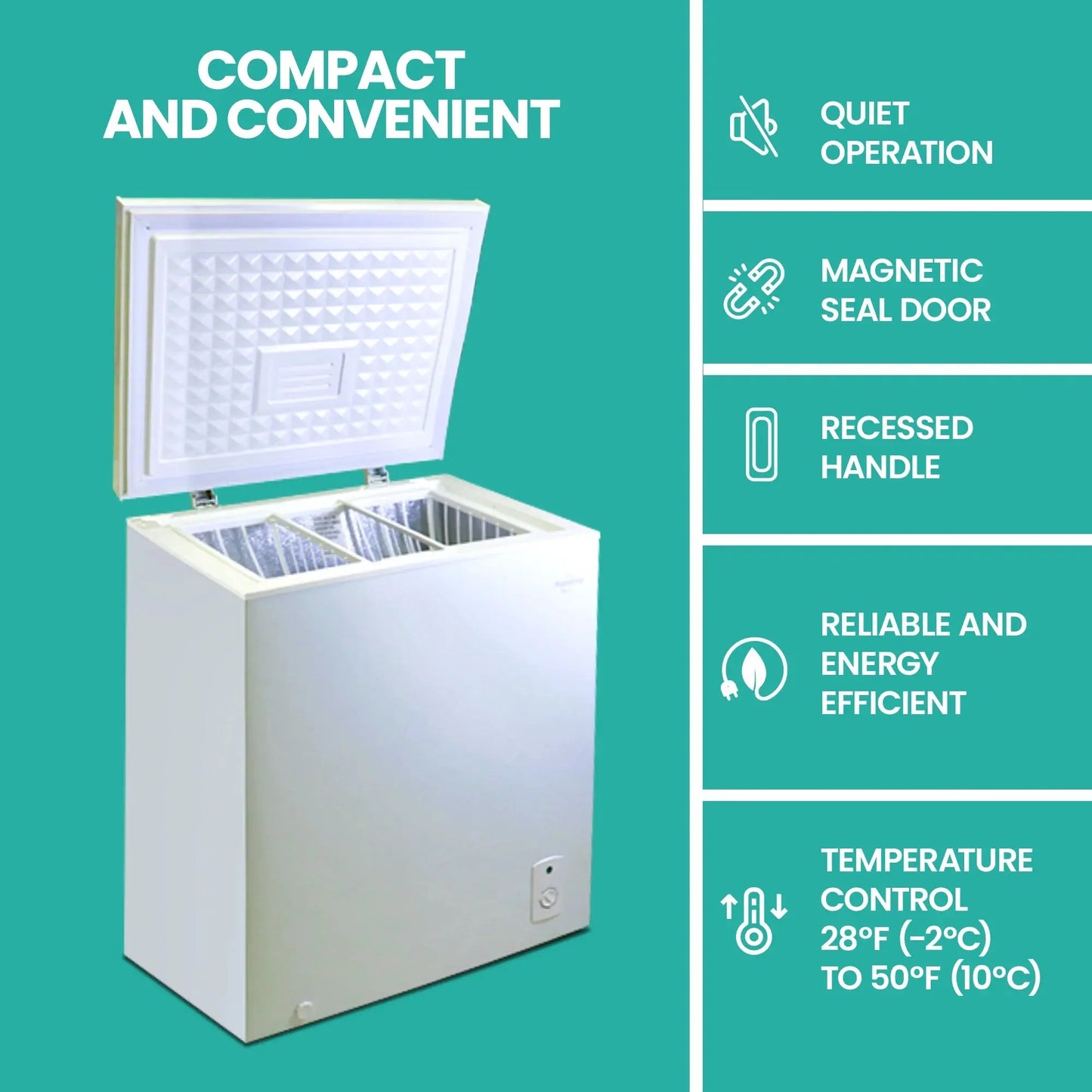 Koolatron Chest Freezer 5.0 Cu Ft, Compact Freezer (155L) White, Manual Defrost | Fridge.com