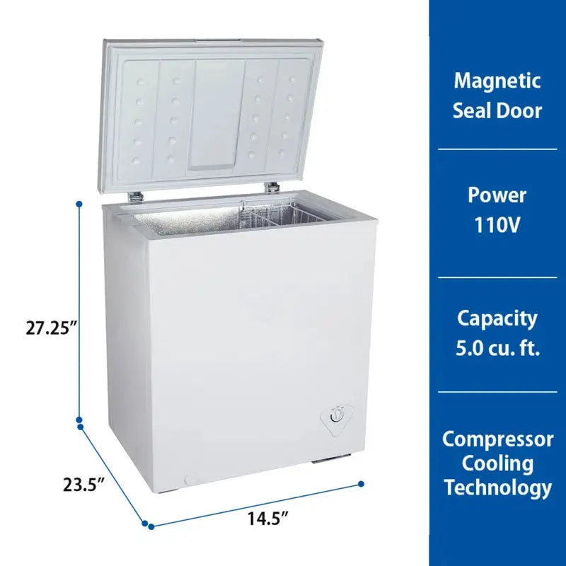 Koolatron Compact Chest Freezer 5.0 Cu Ft (142L) White, Manual Defrost | Fridge.com