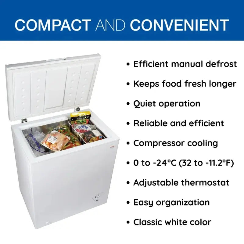 Koolatron Compact Chest Freezer 5.0 Cu Ft (142L) White, Manual Defrost | Fridge.com