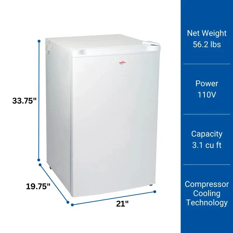 Koolatron Compact Upright Freezer, 3.1 Cu Ft (88L) White Manual Defrost | Fridge.com