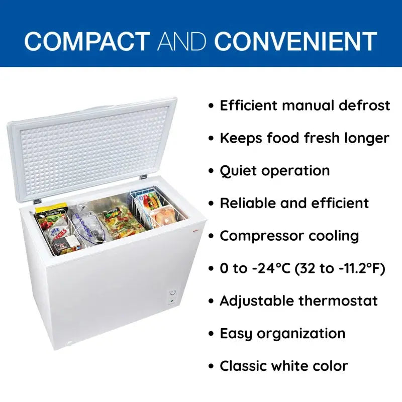 Koolatron Large Chest Freezer 7.0 Cu Ft (195L) White, Manual Defrost | Fridge.com