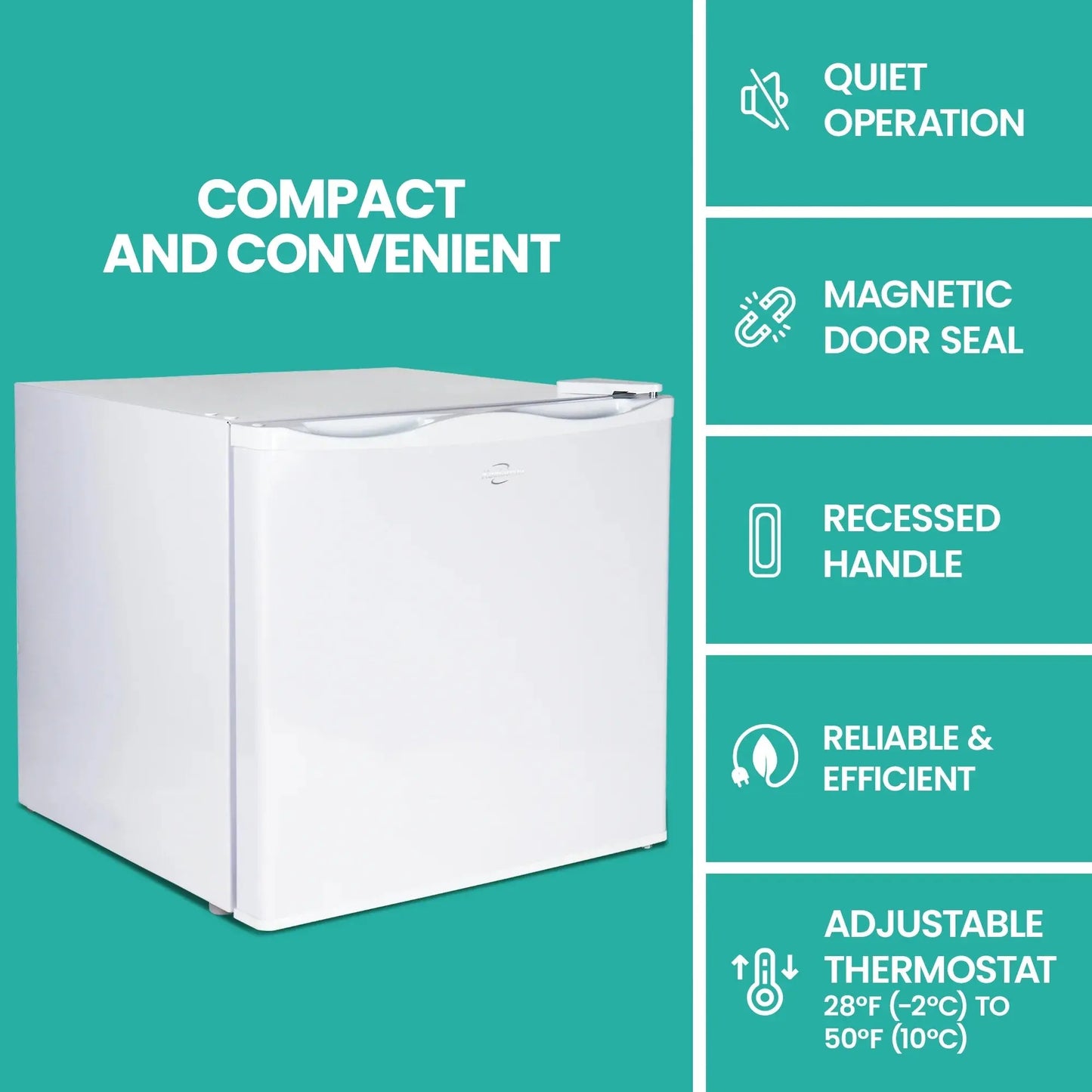 Koolatron Mini Upright Freezer, 1.2 Cu Ft (34L), White, Flat Back | Fridge.com