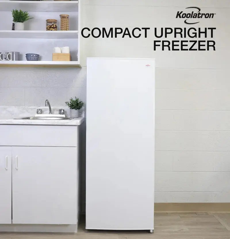 Koolatron Slim Upright Freezer 5.3 Cu Ft (150L), White, Manual Defrost | Fridge.com