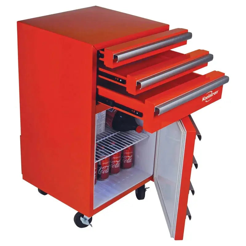 Koolatron Tool Chest Fridge 1.8 Cu Ft Rolling Fridge with Tool Drawers Red | Fridge.com