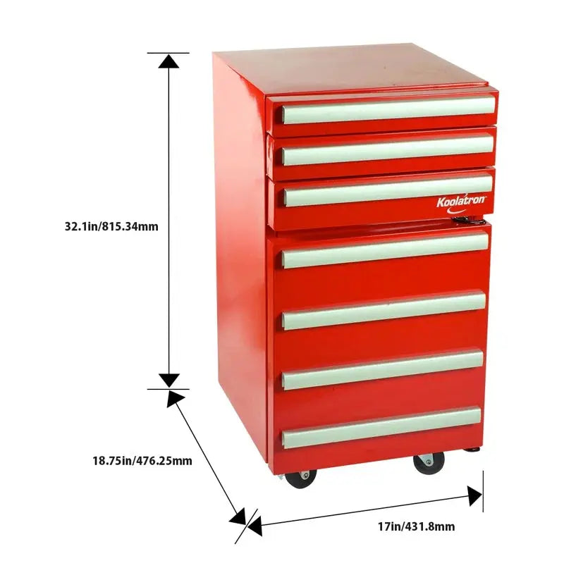 Koolatron Tool Chest Fridge 1.8 Cu Ft Rolling Fridge with Tool Drawers Red | Fridge.com