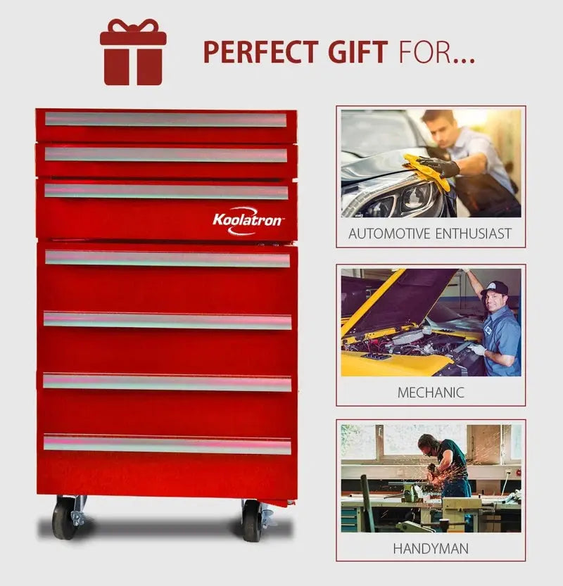 Koolatron Tool Chest Fridge 1.8 Cu Ft Rolling Fridge with Tool Drawers Red | Fridge.com