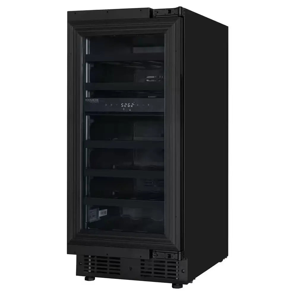 Koolmore Reserve 15 In. under Counter Panel Ready Dual Zone Built-In Wine Cooler with Black Shelves 23 Bottle Capacity | Fridge.com