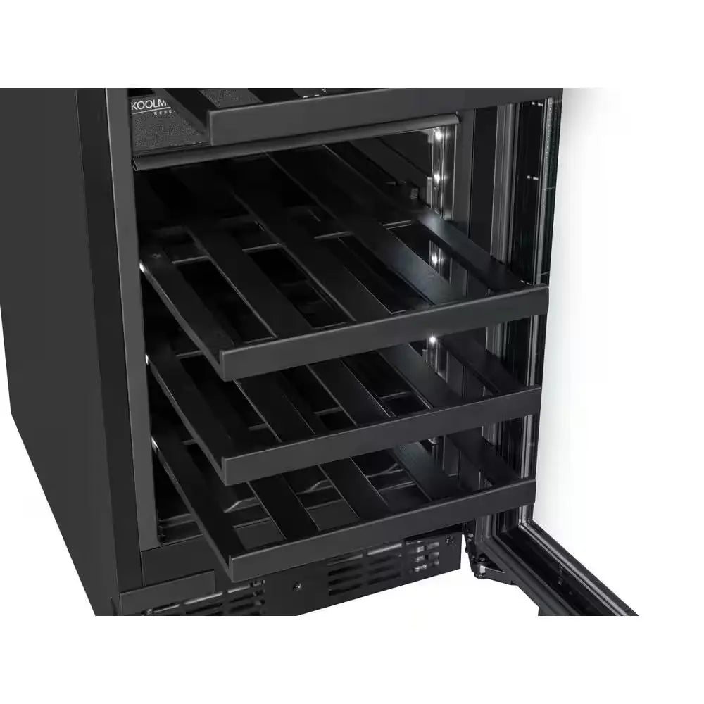 Koolmore Reserve 15 In. under Counter Panel Ready Dual Zone Built-In Wine Cooler with Black Shelves 23 Bottle Capacity | Fridge.com