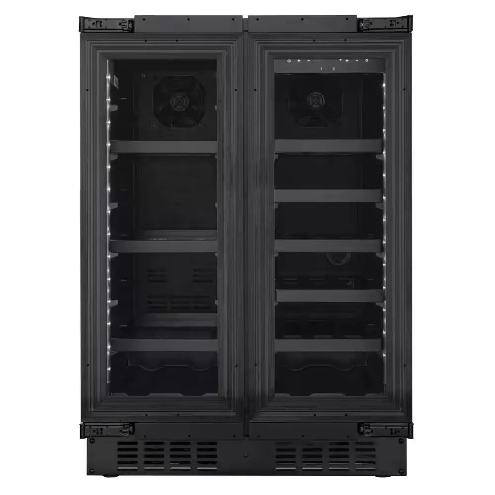 Koolmore Reserve 24 In. French Door Dual Zone Panel Ready Cooler with 20 Bottle Capacity with Black Shelves | Fridge.com