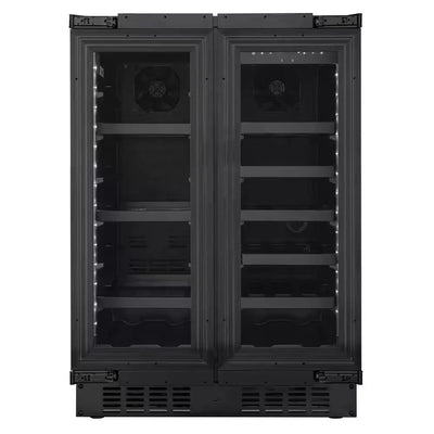 Koolmore Reserve 24 In. French Door Dual Zone Panel Ready Cooler with 20 Bottle Capacity with Black Shelves | Fridge.com