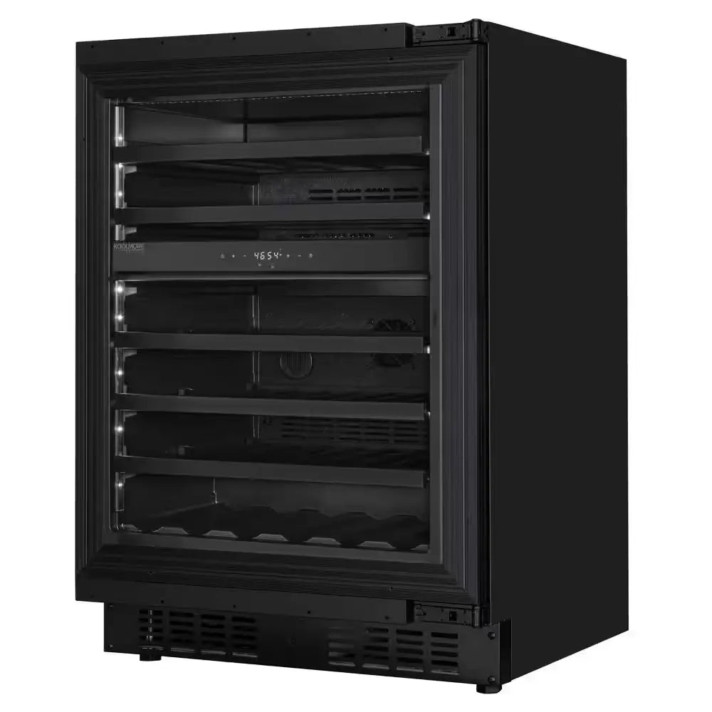 Koolmore Reserve 24 In. under Counter Panel Ready Dual Zone Wine Cooler with Black Shelves and 45 Bottle Capacity | Fridge.com