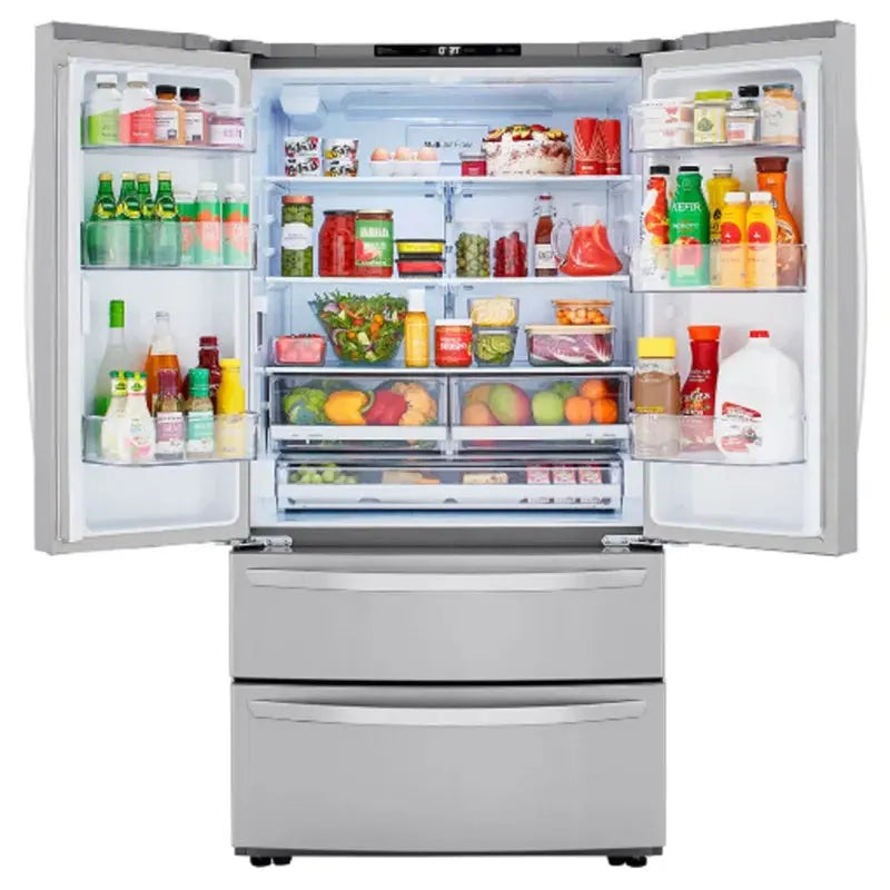 LG 23 Cu. Ft. 4-Door French Door Refrigerator with Internal Water Dispenser in Print Proof Stainless Steel, Counter Depth, 36" | Fridge.com