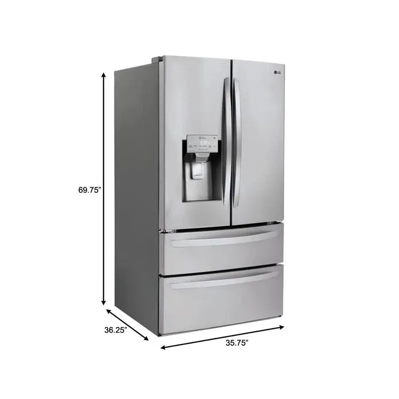 LG 28 Cu. Ft. 4-Door French Door Smart Refrigerator with Ice and Water Dispenser, 36" | Fridge.com