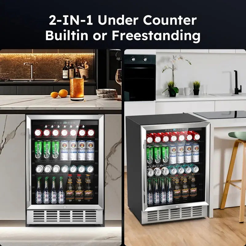 LINKEWODE 190 Cans (12 Oz.) Outdoor Rated Convertible Beverage Refrigerator with Wine Storage | Fridge.com