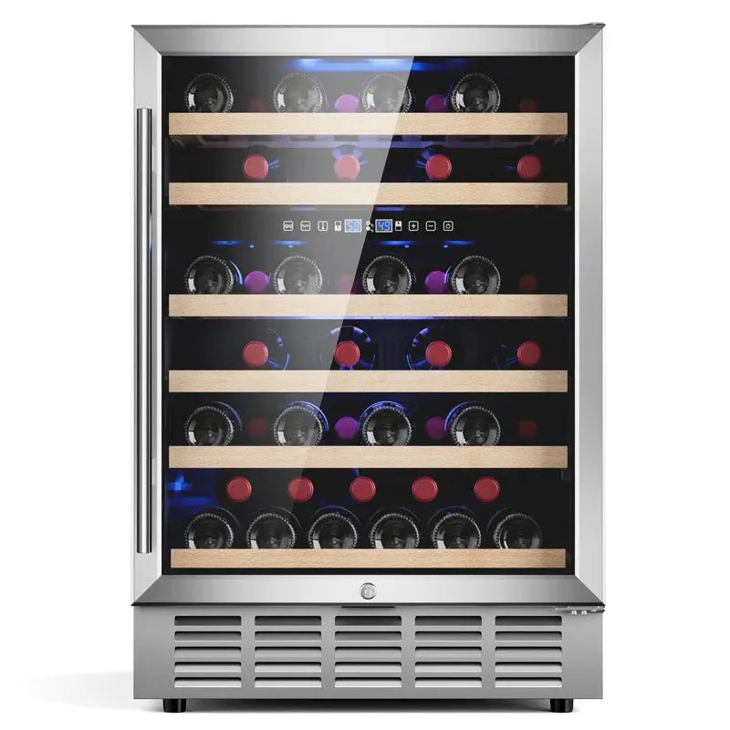 LINKEWODE 23.4'' 51 Bottle Dual Zone Wine Refrigerator | Fridge.com