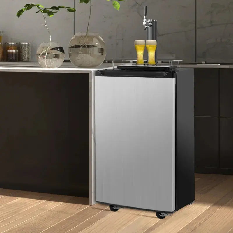 LUCKYREMORE 3.4 Cubic Feet Single Tap Mini Keg Freestanding Kegerator with Adjustable Temperature | Fridge.com