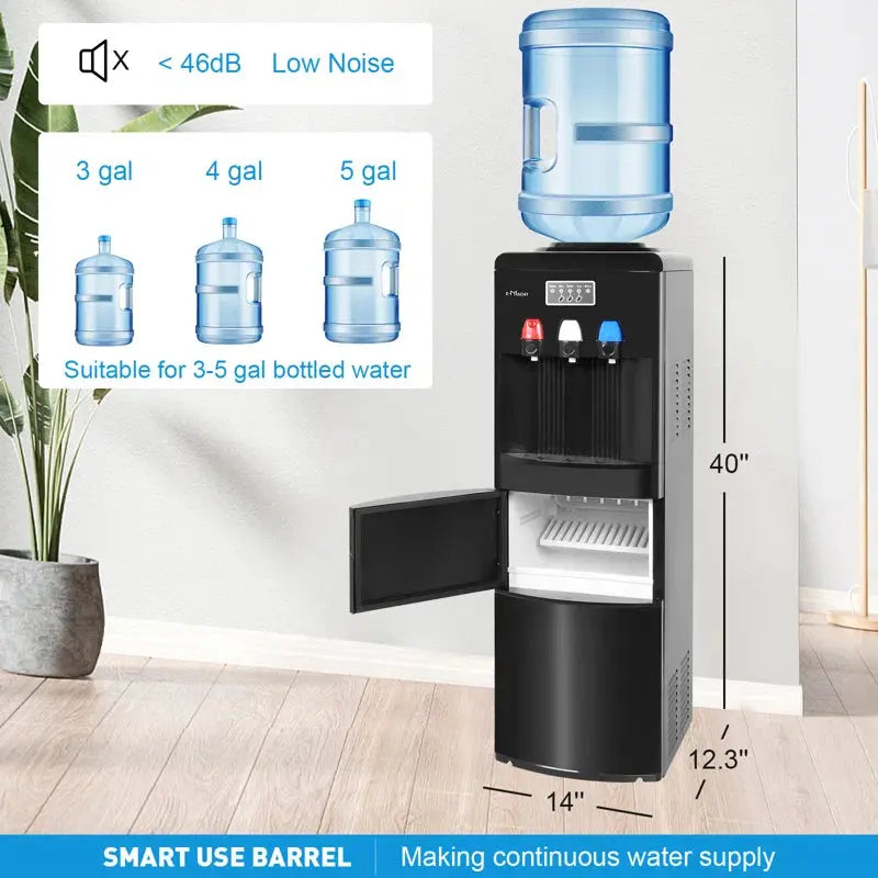 LUCKYREMORE Black Free Standing Top Loading Electric Water Dispenser | Fridge.com