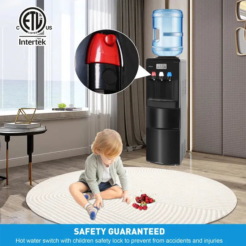 LUCKYREMORE Black Free Standing Top Loading Electric Water Dispenser | Fridge.com