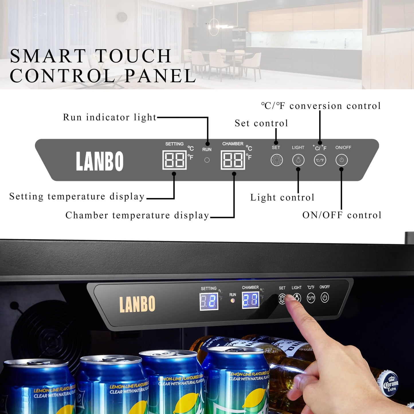 Lanbo 110 Cans 6 Bottle under Counter Built-In Compressor Beverage Cooler 24 Inch Width | Fridge.com