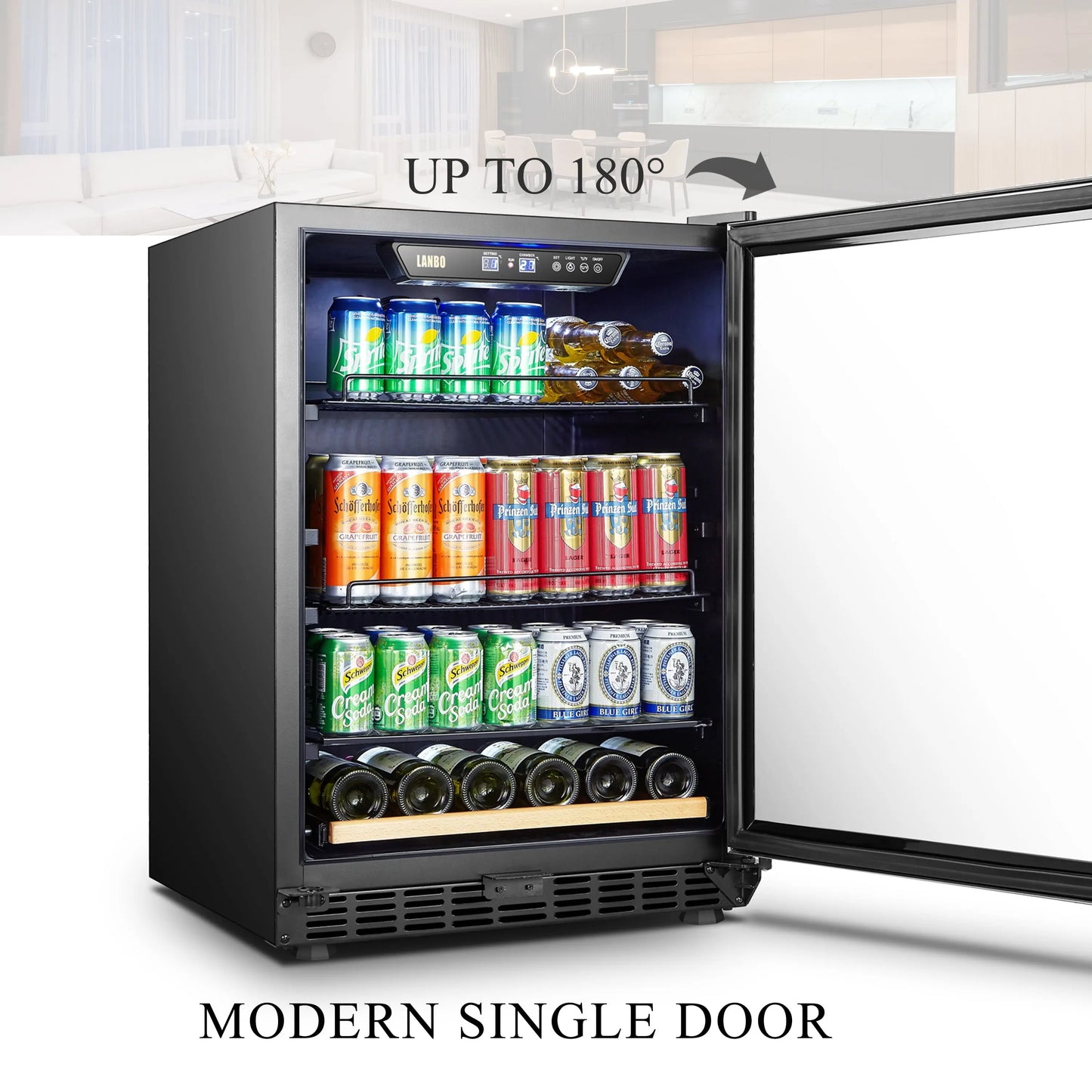 Lanbo 110 Cans 6 Bottle under Counter Built-In Compressor Beverage Cooler 24 Inch Width | Fridge.com