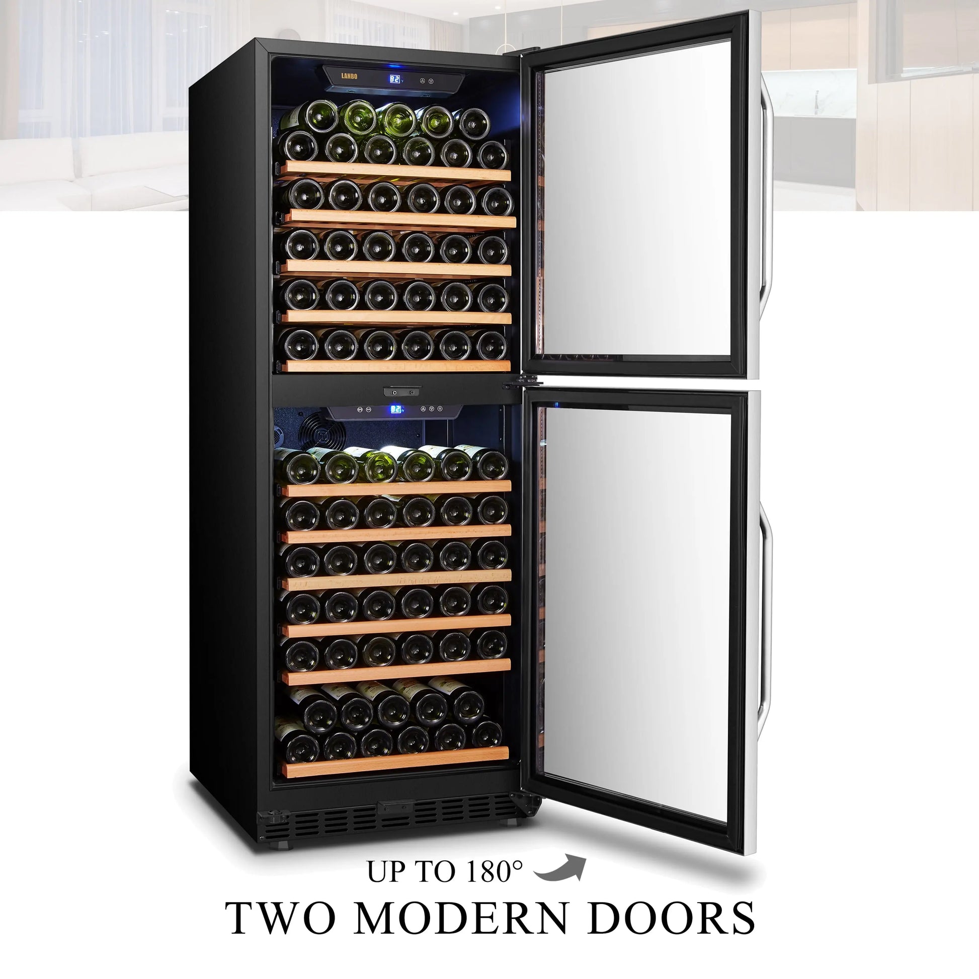 Lanbo 133 Bottle Built-In Dual Zone Wine Refrigerator 24 Inch Width | Fridge.com