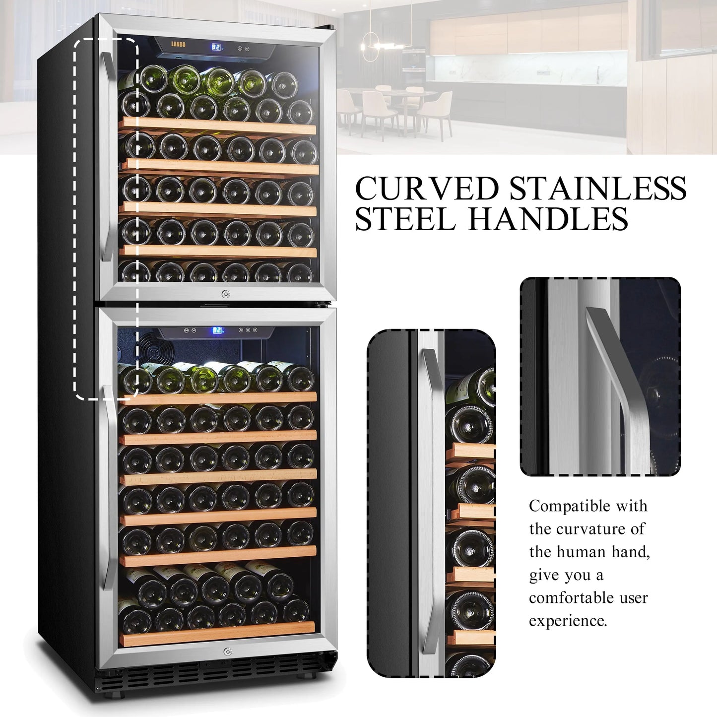 Lanbo 133 Bottle Built-In Dual Zone Wine Refrigerator 24 Inch Width | Fridge.com