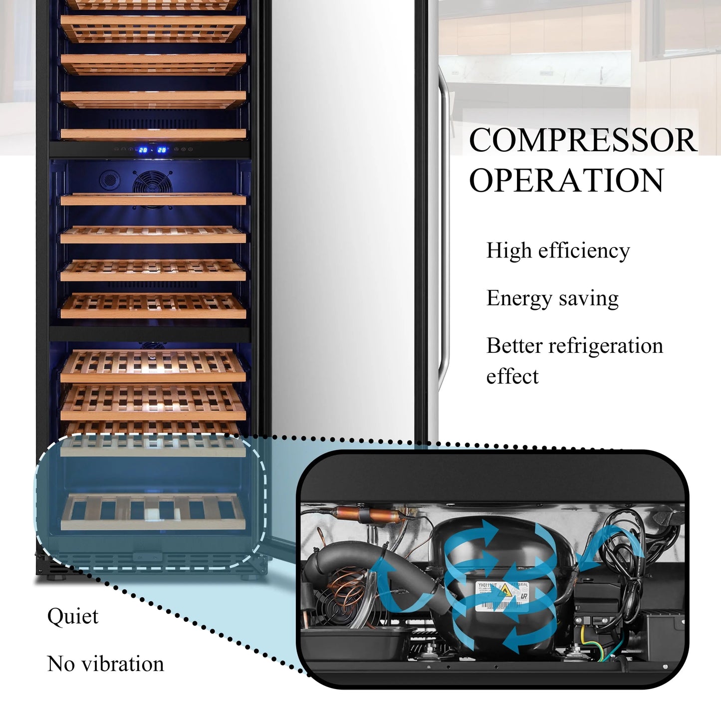 Lanbo 149 Bottle Triple Zone Compressor Wine Refrigerator 24 Inch Width | Fridge.com