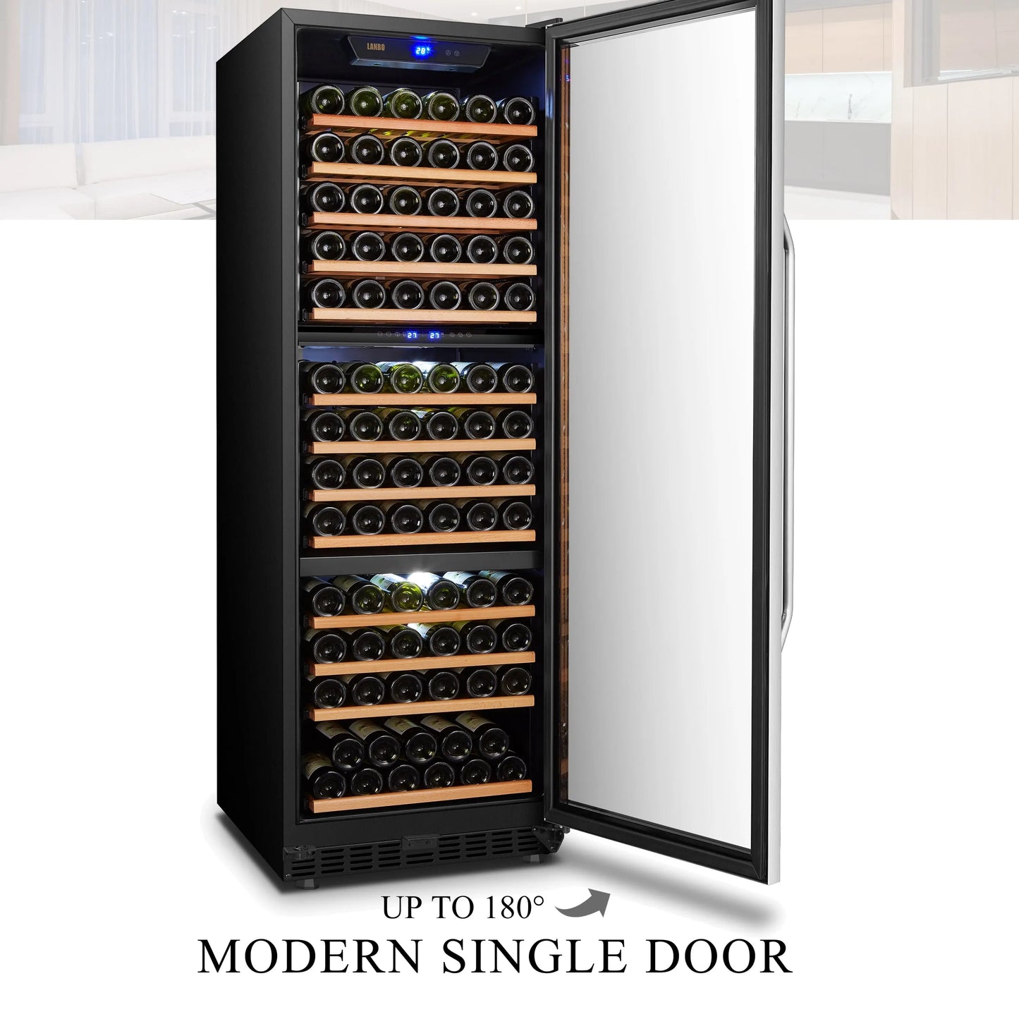 Lanbo 149 Bottle Triple Zone Compressor Wine Refrigerator 24 Inch Width | Fridge.com