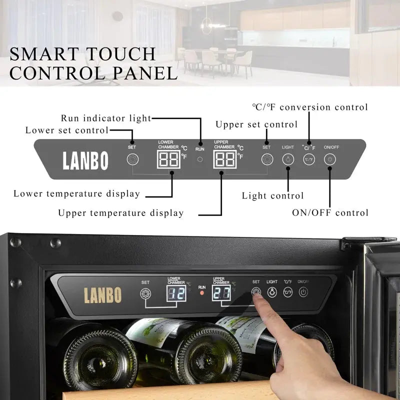 Lanbo 15'' 28 Bottle Dual Zone Wine Refrigerator | Fridge.com