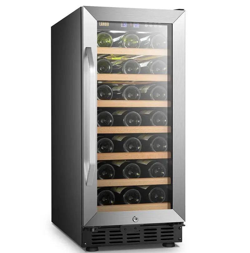 Lanbo 15'' 33 Bottle Single Zone Wine Refrigerator | Fridge.com