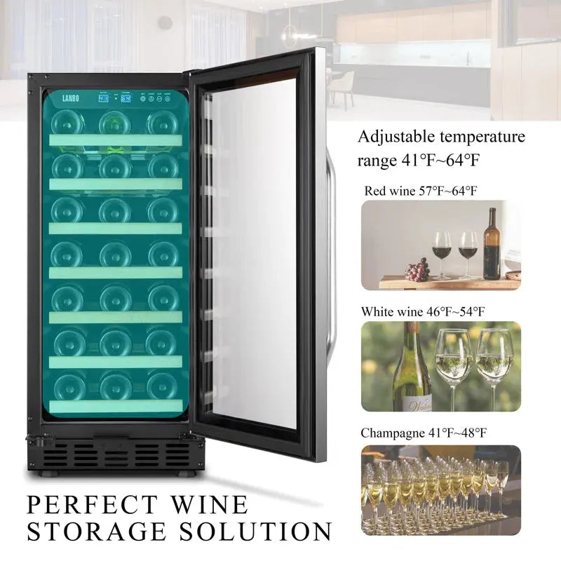 Lanbo 15'' 33 Bottle Single Zone Wine Refrigerator | Fridge.com