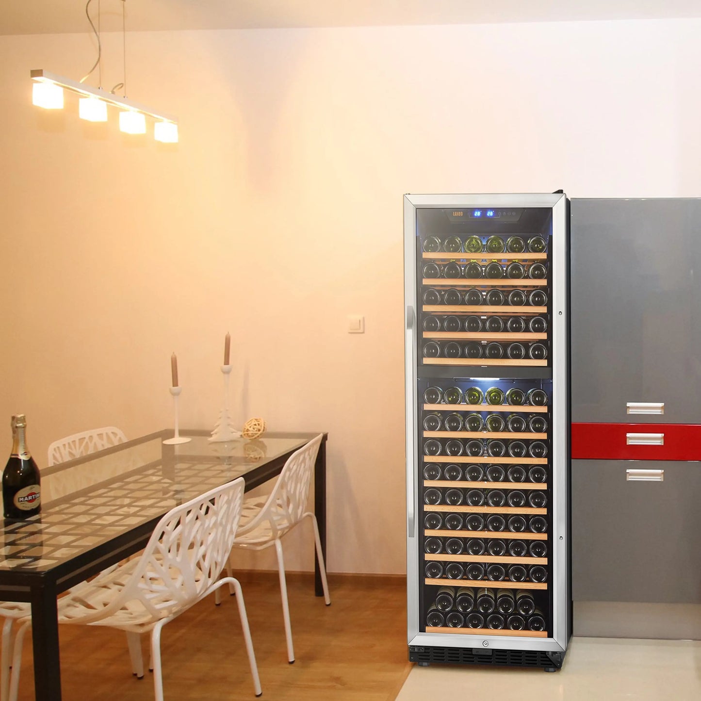 Lanbo 160 Bottle 24 Inch Width Compressor Dual Zone Wine Cooler | Fridge.com