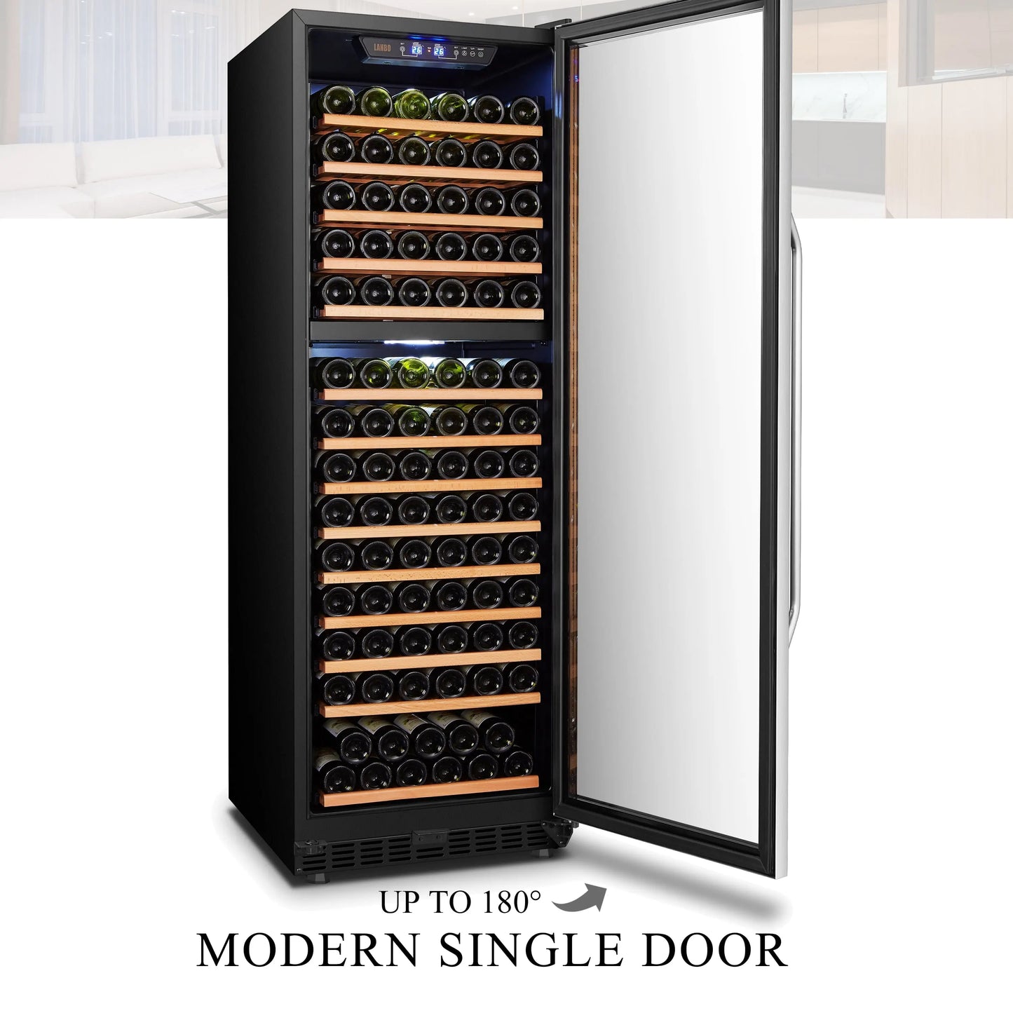 Lanbo 160 Bottle 24 Inch Width Compressor Dual Zone Wine Cooler | Fridge.com