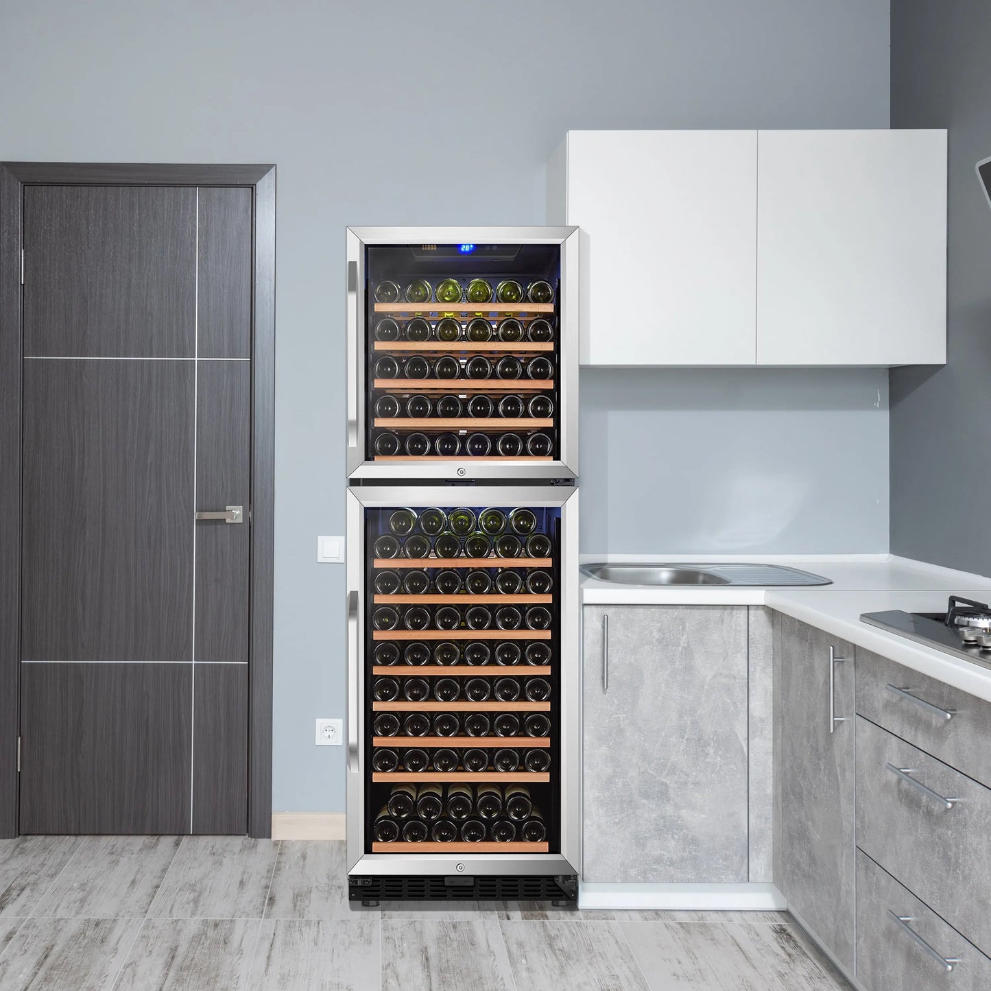 Lanbo 162 Bottle Built-In Dual Zone Compressor Wine Cooler 24 Inch Width | Fridge.com