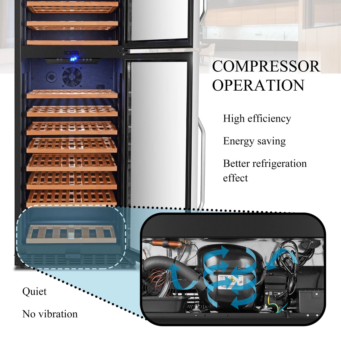 Lanbo 162 Bottle Built-In Dual Zone Compressor Wine Cooler 24 Inch Width | Fridge.com