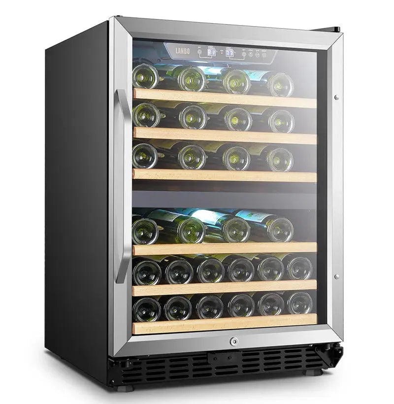 Lanbo 23.4'' 44 Bottle Dual Zone Wine Refrigerator | Fridge.com