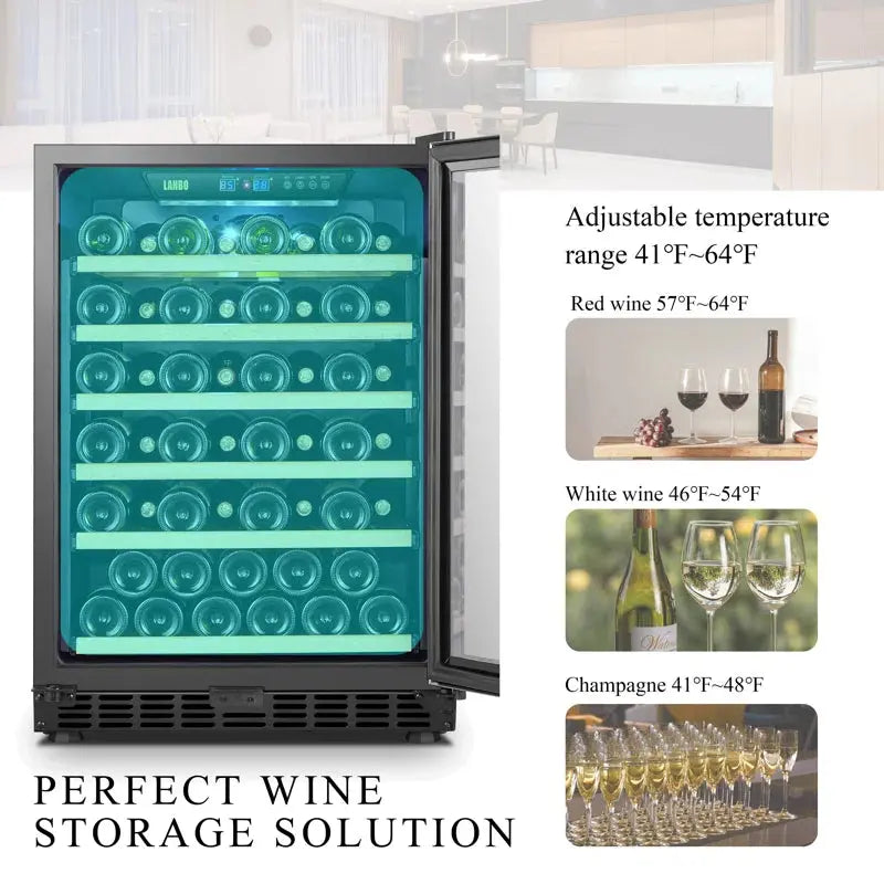 Lanbo 23.4'' 52 Bottle Single Zone Wine Refrigerator | Fridge.com