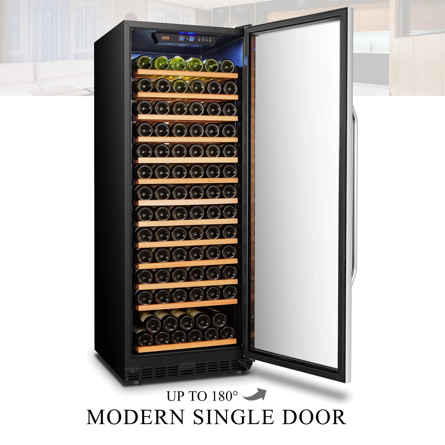 Lanbo 24 Inch Built in Black 149 Bottle Single Zone Wine Cooler LW155S | Fridge.com