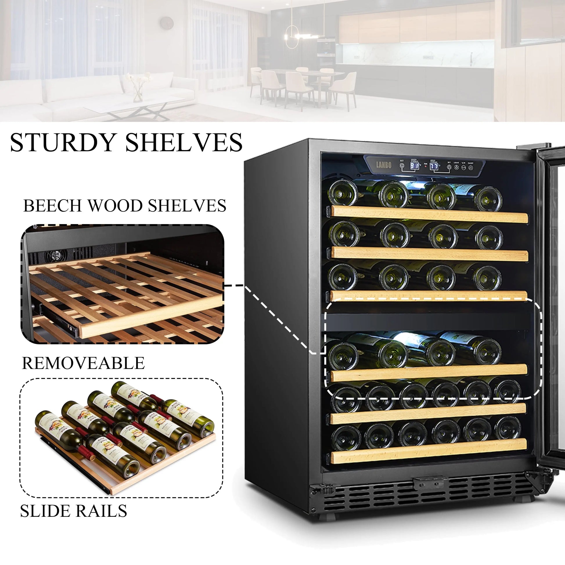 Lanbo 24 Inch Width 44 Bottle Built-In Compressor Dual Zone Wine Cooler | Fridge.com