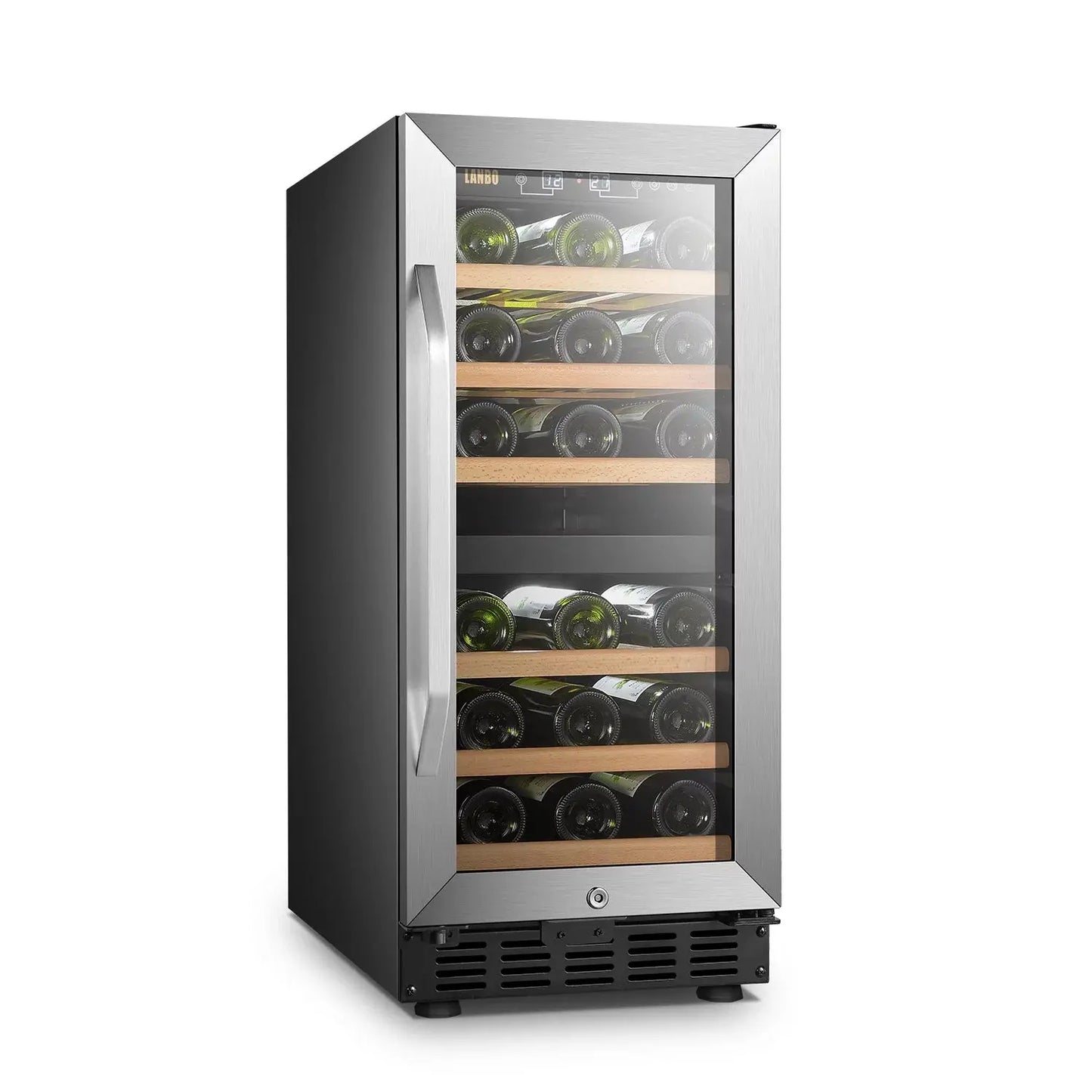 Lanbo 28 Bottle under Counter Dual Zone Wine Cooler Refrigerator 15 Inch Width | Fridge.com