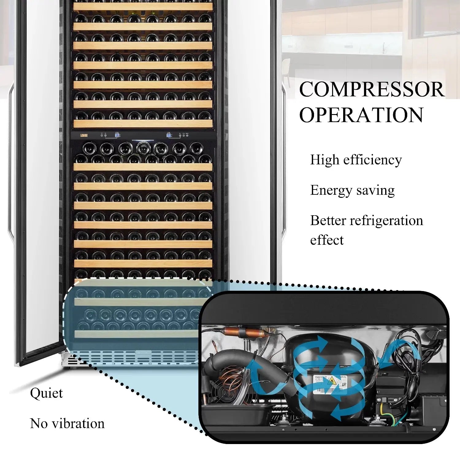 Lanbo 32 Inch 287 Bottle Dual Zone Compressor Freestanding Wine Refrigerator | Fridge.com