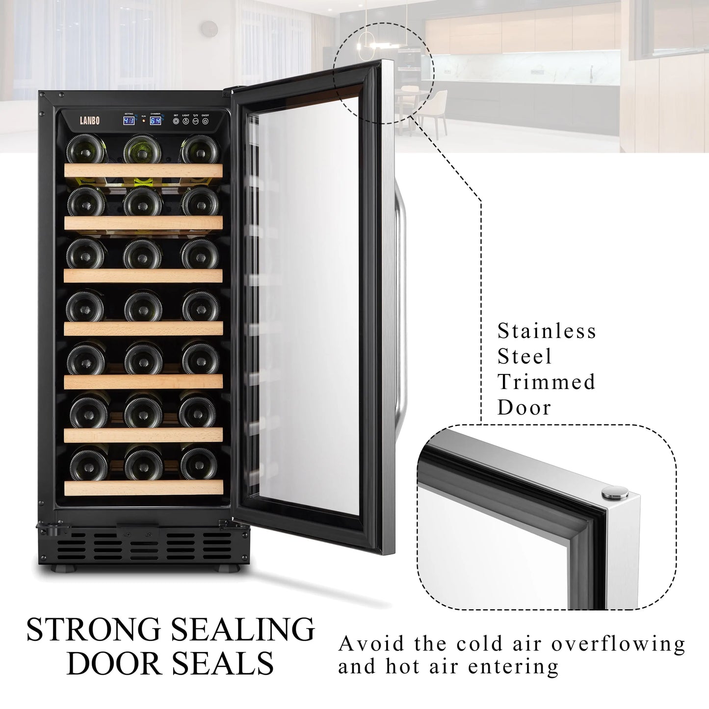 Lanbo 33 Bottle under Counter Built-In Compressor Wine Cooler 15 Inch Width | Fridge.com