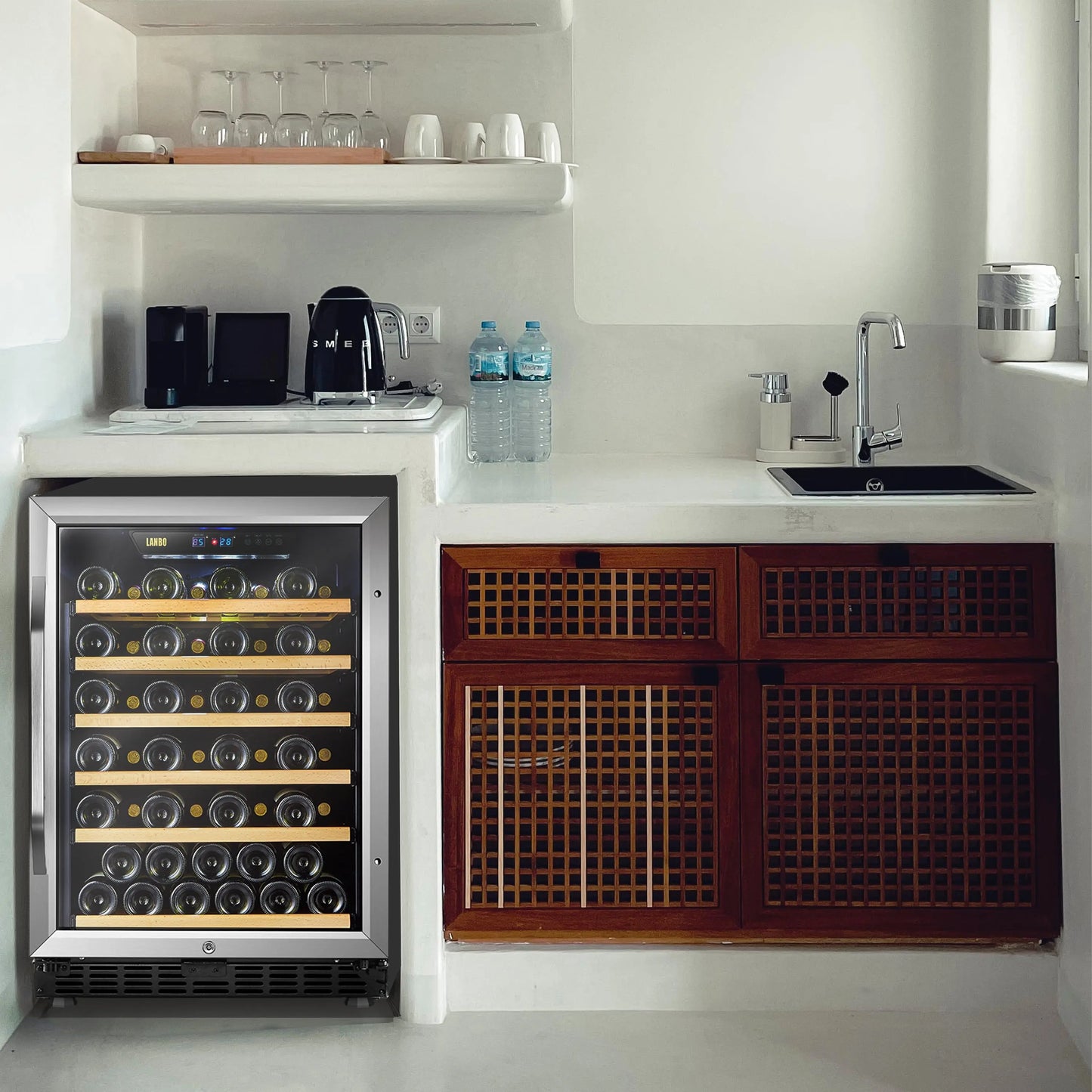 Lanbo 52 Bottle under Counter Single Zone Wine Cooler Refrigerator 24 Inch Width | Fridge.com