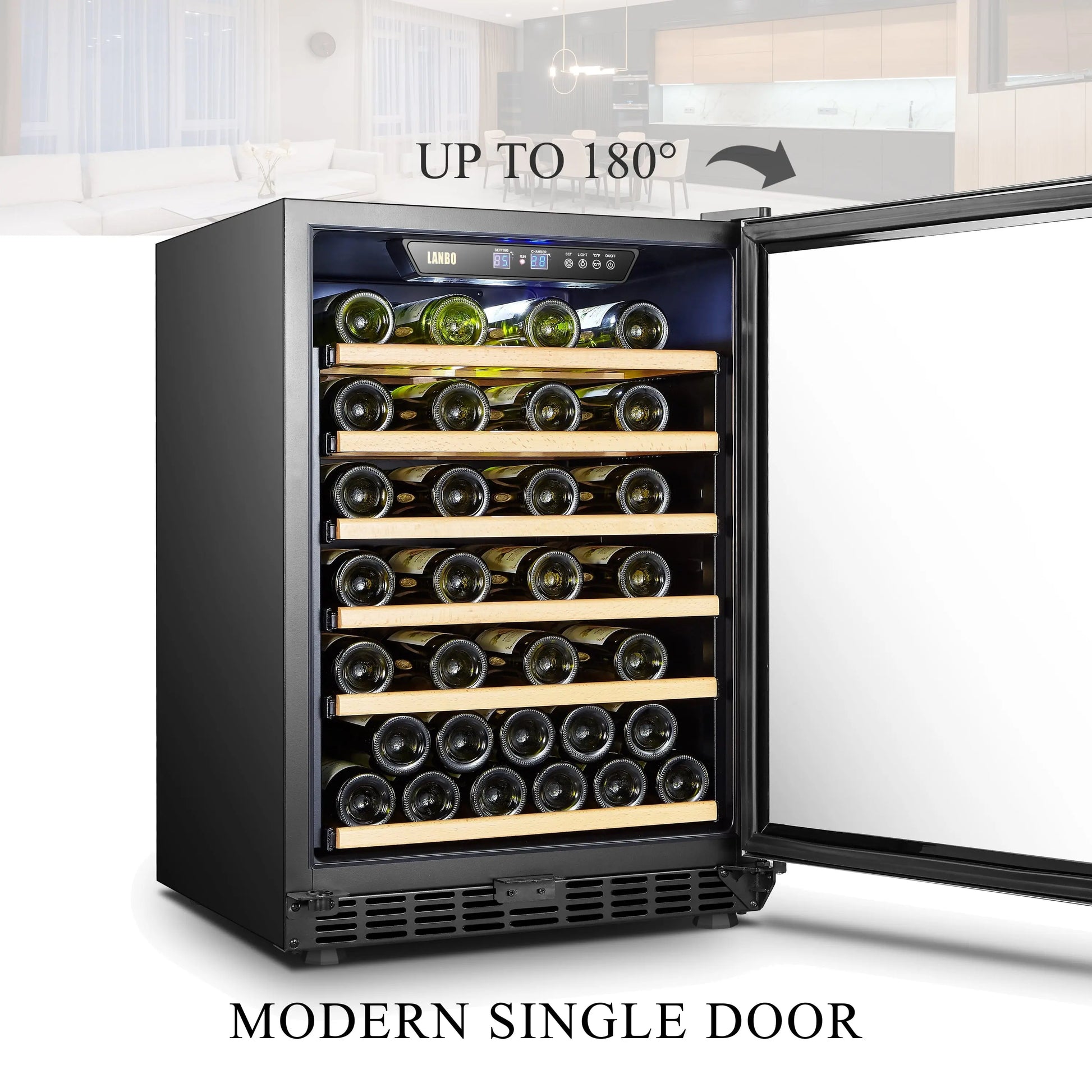 Lanbo 52 Bottle under Counter Single Zone Wine Cooler Refrigerator 24 Inch Width | Fridge.com