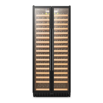 Lanbopro 289 Bottle Single Zone Compressor Wine Cooler in Glass French-Door 32 Inch | Fridge.com