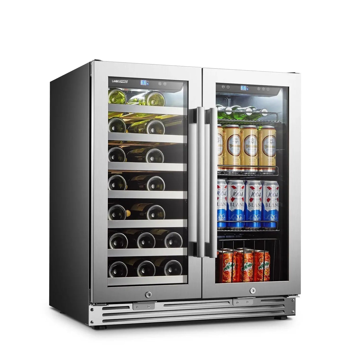 Lanbopro 31 Bottles 58 Cans Dual Zone Wine Cooler Beverage Refrigerator | Fridge.com