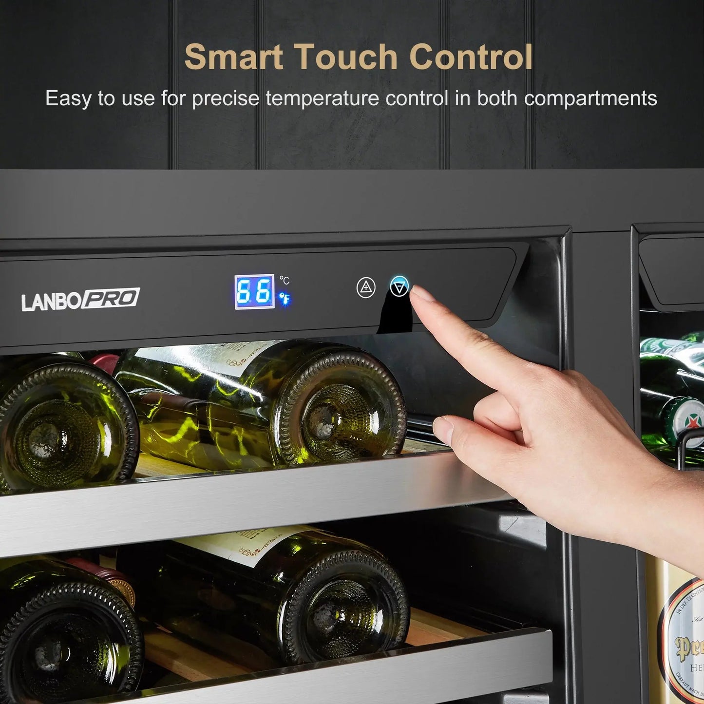 Lanbopro 31 Bottles 58 Cans Dual Zone Wine Cooler Beverage Refrigerator | Fridge.com